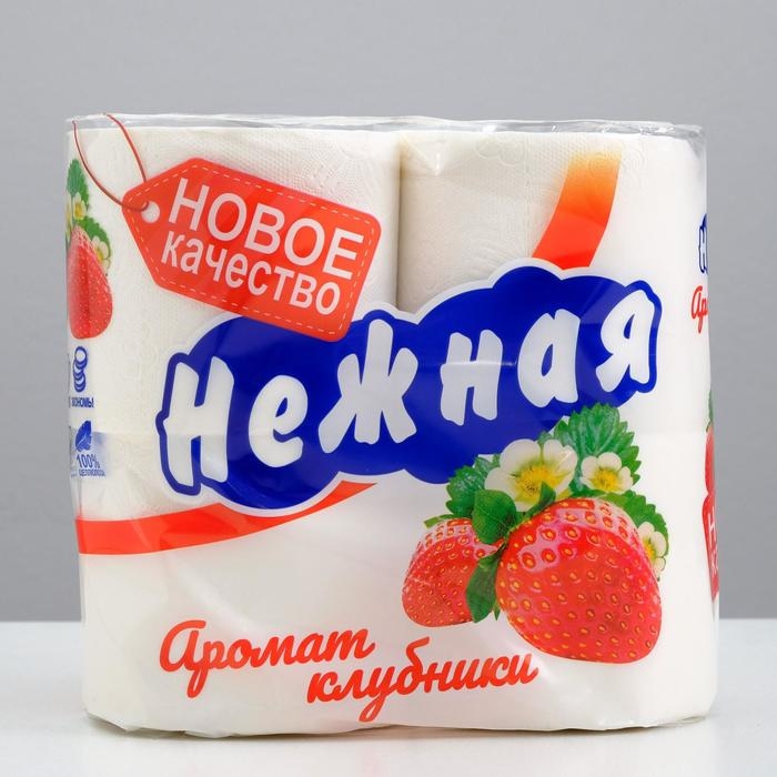 Туалетная бумага «Нежная» со втулкой, аромат клубники, 2 слоя, 4 рулона Туалетная бумага «Нежная» со втулкой, аромат клубники, 2 слоя, 4 рулона