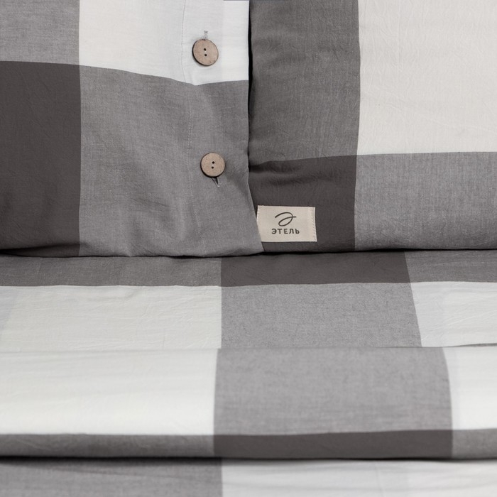 Постельное бельё Этель 2 сп &laquo;Серая клетка&raquo; 180х210 см, 220х240 см, 50х70-2шт,100% жатый хлопок,140гр/м2