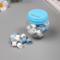 Клейкая лента пластик в банке "Белый и серо-голубой" н-р 40 шт 1,2 см, дл. 0,9 м 7х7х9 см Клейкая лента пластик в банке "Белый и серо-голубой" н-р 40 шт 1,2 см, дл. 0,9 м 7х7х9 см