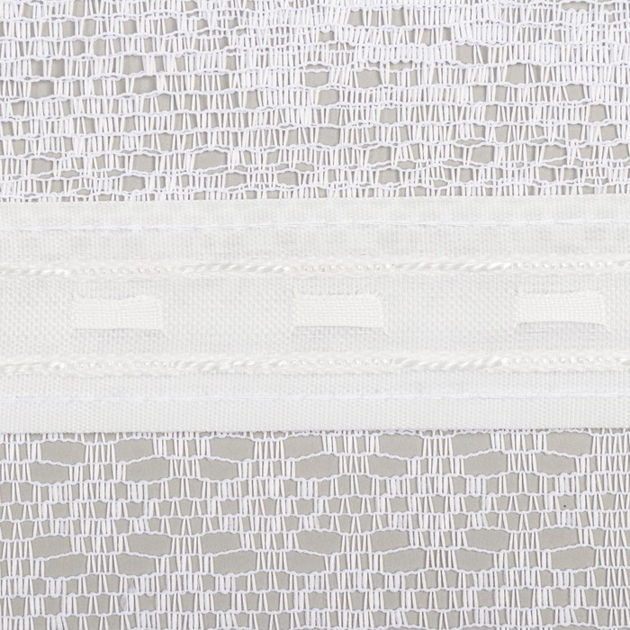 Тюль на кухню на шторной ленте, размер 245х165 см, цвет белый, 100% полиэстер