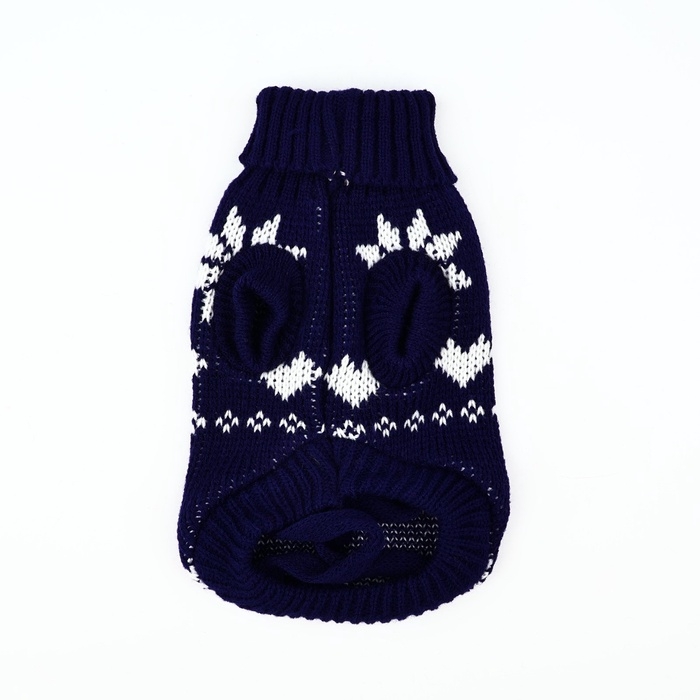Одежда для собак. Свитер вязаный с орнаментом &laquo;Новогодний&raquo;, синий, размер S