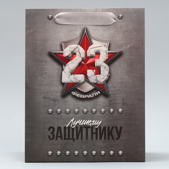 Пакет подарочный ламинированный вертикальный, упаковка, &laquo;Защитнику&raquo;, ML 23 х 27 х 11.5 см