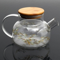 Чайник стеклянный заварочный с бамбуковой крышкой &laquo;Тропики&raquo;, 800 мл