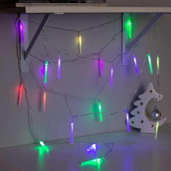Гирлянда «Нить» 5 м с насадками «Сосульки с пузырьками», IP20, прозрачная нить, 20 LED, свечение мульти (RG/RB), мигание, 220 В Гирлянда «Нить» 5 м с насадками «Сосульки с пузырьками», IP20, прозрачная нить, 20 LED, свечение мульти (RG/RB), мигание, 220 В