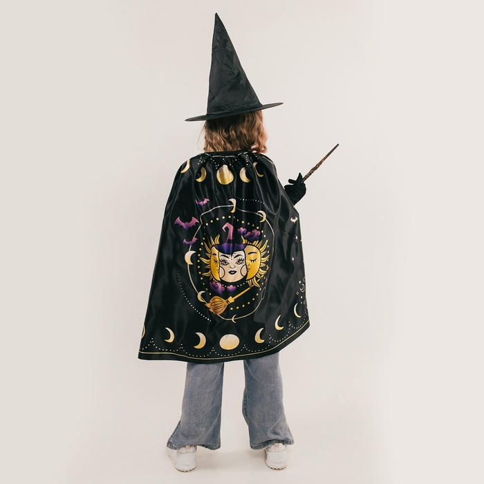 Карнавальный набор &laquo;Лунная ведьма&raquo;, плащ 70 см, шляпа, перчатки, палочка