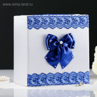 Коробка для денег &laquo;Семейный банк&raquo; с синим кружевом