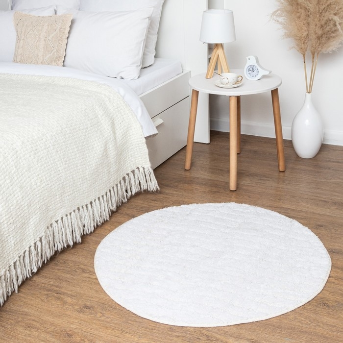 Ковер Этель "Waves" &Oslash; 100 см, молочный,  70% хлопок, 30% п/э, 1500 г/м2