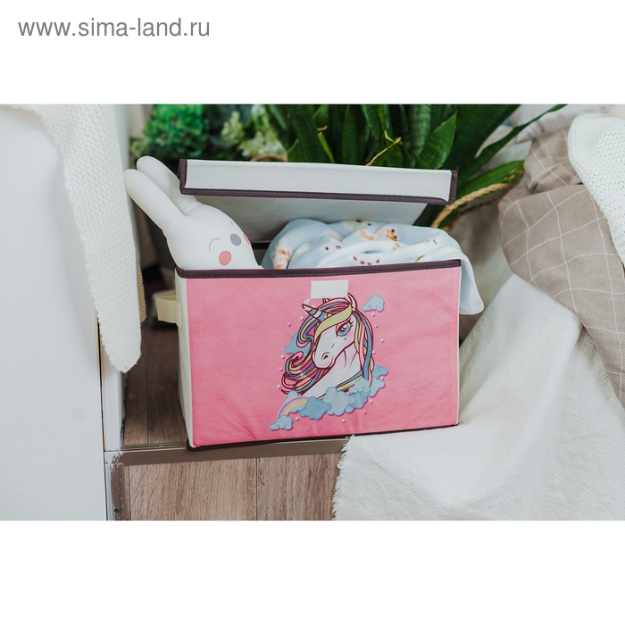 Короб стеллажный для хранения с крышкой &laquo;Единорог&raquo;, 39&times;25&times;25 см