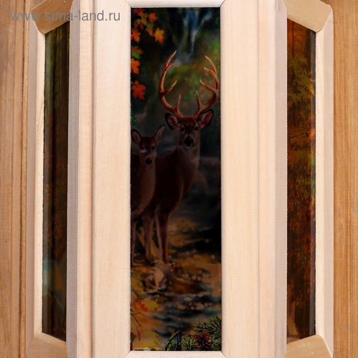 Абажур деревянный Абажур деревянный "Олени" со вставками из стекла с УФ печатью, 33х29х16см