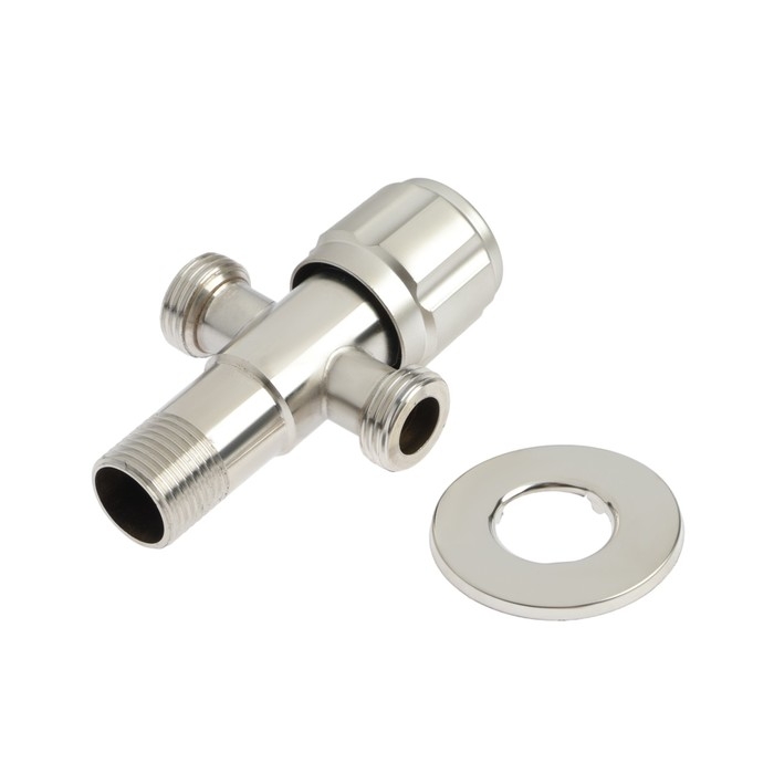 Кран двойной ZEIN engr, 1/2" х 1/2", однин вентиль, кран-букса керамика, нерж. сталь, сатин   104508