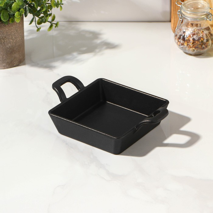 Сковорода чугунная &laquo;Квадрат. Глубокий&raquo;, 12,5&times;12,5&times;3,5 см, с чугунной ручкой