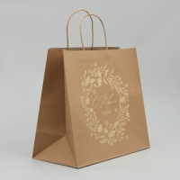 Пакет подарочный новогодний крафтовый Gold, 32 х 28 х 15 см, Новый год