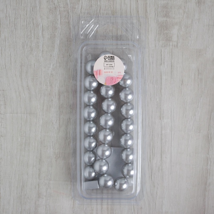 Подхват для штор &laquo;Бусы из жемчуга&raquo;, d = 1,5 см, 40 &plusmn; 1 см, цвет серый