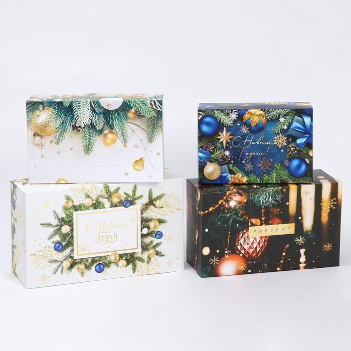 Набор коробок подарочных 15 в 1 &laquo;С Новым годом&raquo;, 12 х 7 х 4 см - 46,6 х 35,2 х 17.5 см, Новый год