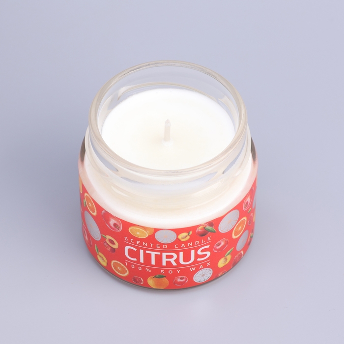Свеча ароматическая в банке Свеча ароматическая в банке "Апельсин и гранат", совый воск, 80 г