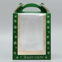 Складная коробка под маленький торт «С Новым годом», шары, 15 х 15 х 18 см, Новый год Складная коробка под маленький торт «С Новым годом», шары, 15 х 15 х 18 см, Новый год