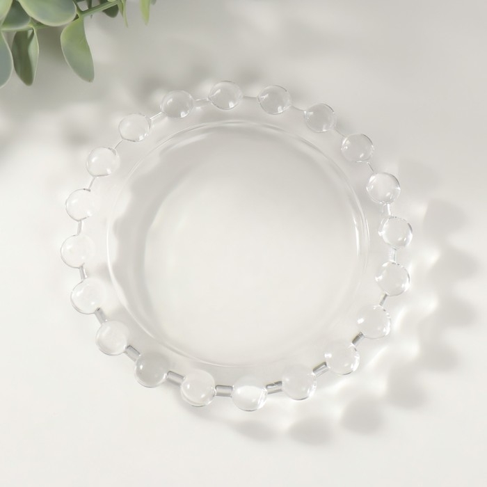 Подсвечник стекло на 1 свечу "Капли на стекле" d=8 см прозрачный 11,5х11,5х1,6 см