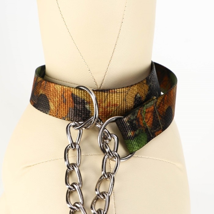 Комплект Комплект "Маскировка", поводок 130 х 2,5 см, ошейник-удавка 40-54 х 2,5 см, коричневый