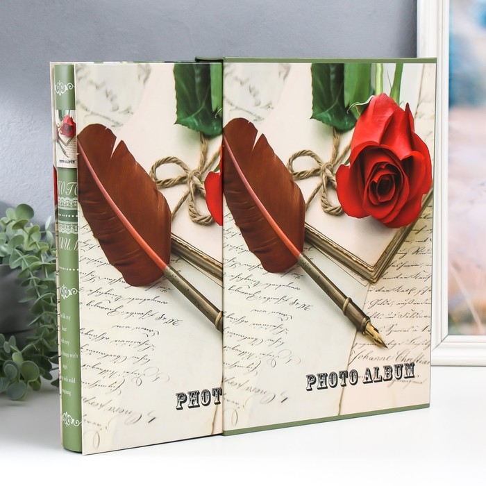 Фотоальбом на 300 фото 10х15 см "Роза и письмо" в коробке 33,6х23,4х5,2 см