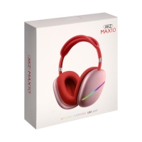 Наушники AKZ MAX10, беспроводные, полноразмерные, микрофон, подсветка, красные Наушники AKZ MAX10, беспроводные, полноразмерные, микрофон, подсветка, красные