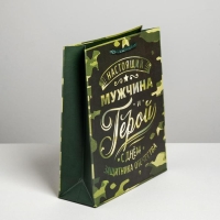 Пакет подарочный ламинированный вертикальный, упаковка, &laquo;Герой!&raquo;, ML 23 х 27 х 11,5 см