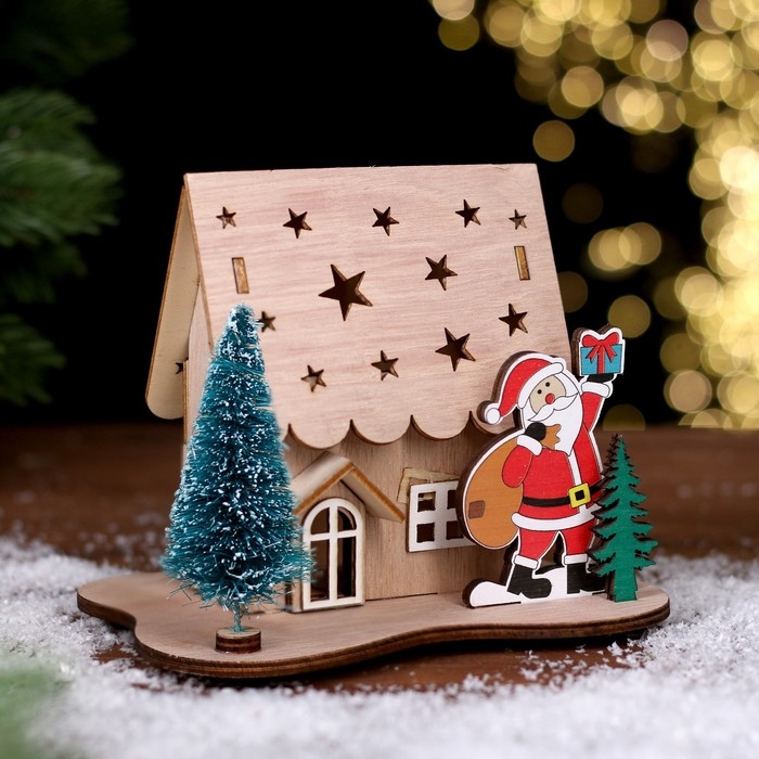 Новогодний декор с подсветкой &laquo;Дом со звёздами&raquo; 15,5 &times; 11 &times; 12 см