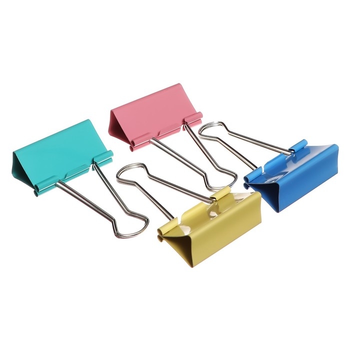 Набор зажимов для бумаг пастель 25мм, 12 штук, 4 цвета, в картонной коробке Набор зажимов для бумаг пастель 25мм, 12 штук, 4 цвета, в картонной коробке