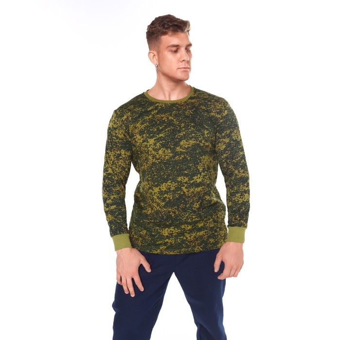 Лонгслив мужской с начёсом, пиксель МИКС, цвет тёмно-зелёный, размер 48 Лонгслив мужской с начёсом, пиксель МИКС, цвет тёмно-зелёный, размер 48