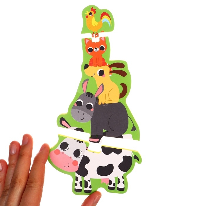 Мягкий пазл для малышей &laquo;Пирамидка: Животные фермы&raquo;, 5 деталей, Крошка Я