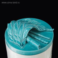 Шкатулка "Перо" бело-бирюзовая, 18 × 18 × 13 см Шкатулка "Перо" бело-бирюзовая, 18 × 18 × 13 см