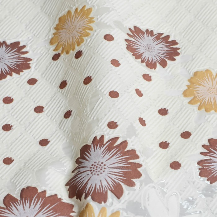 Клеёнка на стол &laquo;Цветы на белом&raquo;, ширина 137 см, рулон 20 метров, толщина 0,3 мм