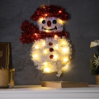 Фигура из мишуры "Снеговик" 33х22 см, 20 LED, AG10х3 (в компл), Т/БЕЛЫЙ Фигура из мишуры "Снеговик" 33х22 см, 20 LED, AG10х3 (в компл), Т/БЕЛЫЙ