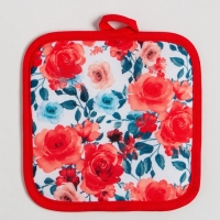 Прихватка Доляна "Розы" 17х17 см, 100% п/э Прихватка Доляна "Розы" 17х17 см, 100% п/э