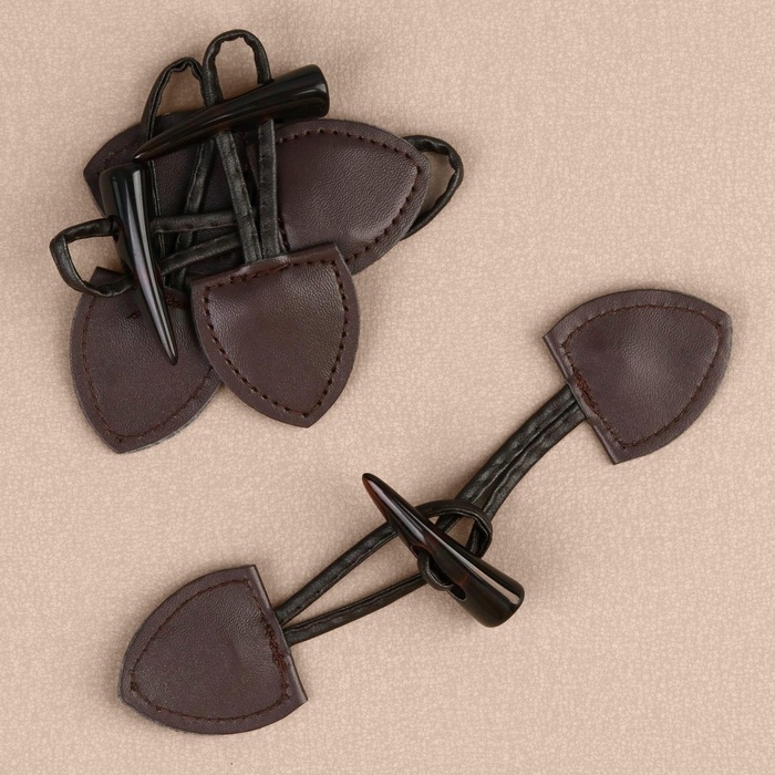 Застёжка-клевант 16 &times; 3,6 см, 3 шт, цвет коричневый