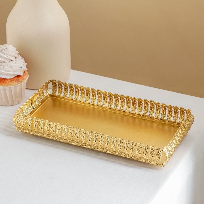 Поднос прямоугольный &laquo;Леонардо&raquo;, 25,5&times;14&times;3,5 см, цвет золотой