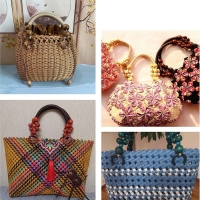 Ручки для сумки, 2 шт, вощёный шнур/дерево, 44 × 4 см, цвет чёрный Ручки для сумки, 2 шт, вощёный шнур/дерево, 44 × 4 см, цвет чёрный