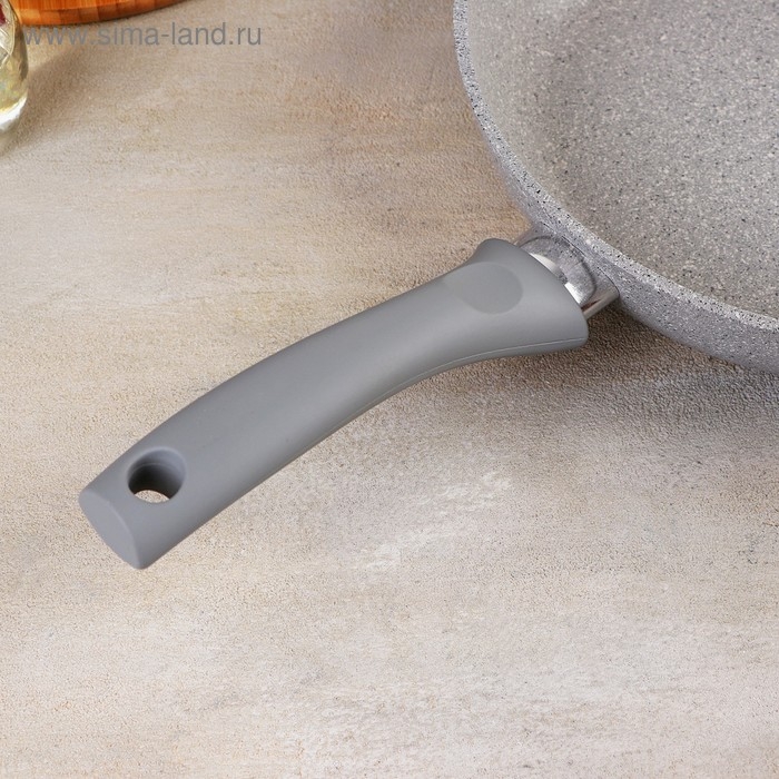 Сковорода с ручкой, антипригарное покрытие, d=26 см, h=60 мм, цвет светлый мрамор Сковорода с ручкой, антипригарное покрытие, d=26 см, h=60 мм, цвет светлый мрамор