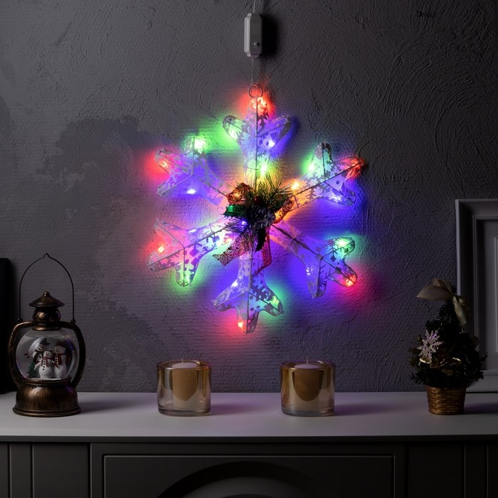 Светодиодная фигура «Снежинка» 30 см, металл, 220 В, свечение мульти Светодиодная фигура «Снежинка» 30 см, металл, 220 В, свечение мульти