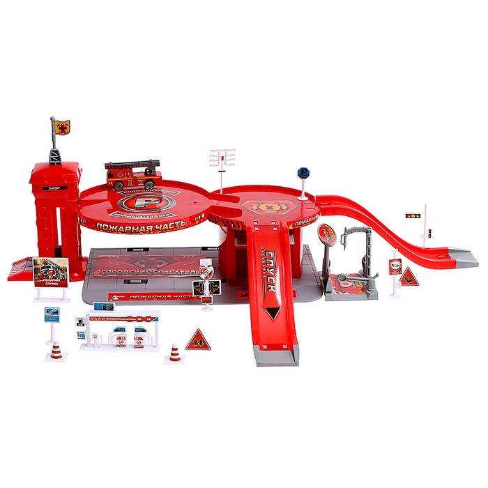 Парковка &laquo;Пожарная часть&raquo;, с 2 металлическими машинами