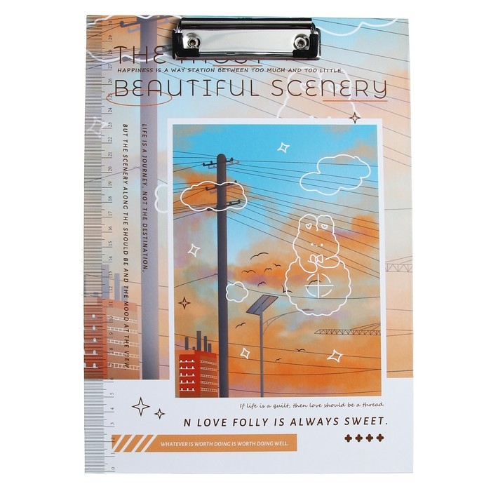 Планшет с прижимом формат А4 картон Планшет с прижимом формат А4 картон "Природа", МИКС