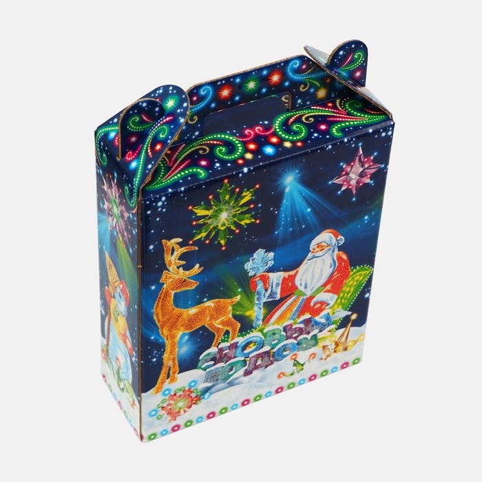 Новый год. Подарочная коробка новогодняя Подарок Новый год. Подарочная коробка новогодняя Подарок "Неон.Инсталяция" 16,8 х 7 х 25 см.