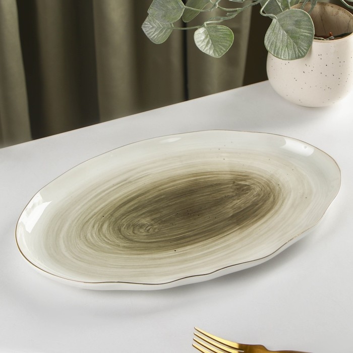 Блюдо фарфоровое Доляна &laquo;Млечный путь&raquo;, 29,5&times;17,5 см, цвет серый