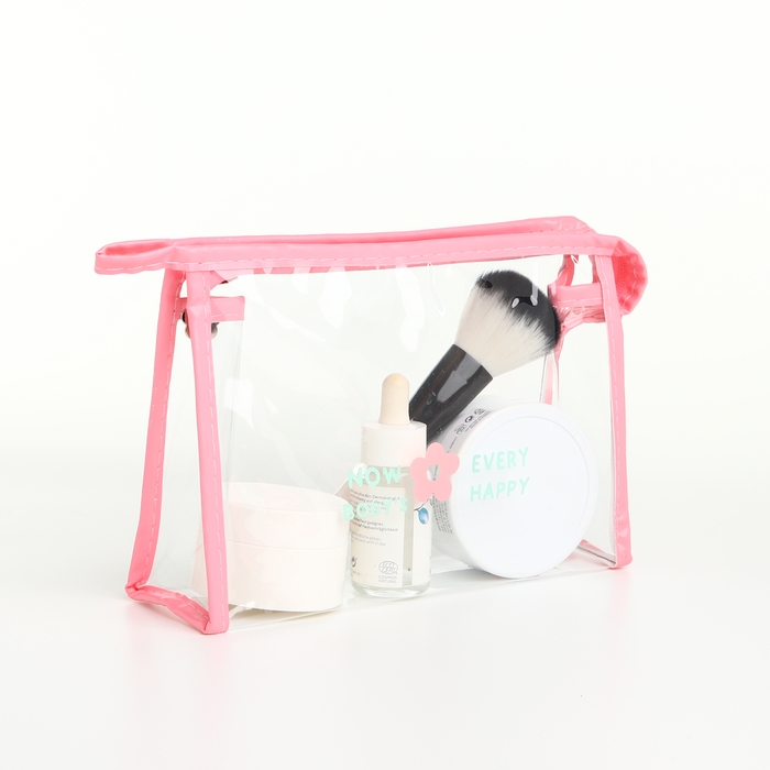 Набор косметичек 3 в 1 на молнии, цвет розовый