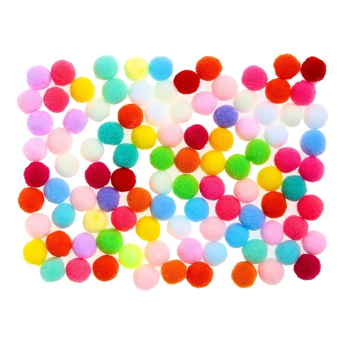 Набор текстильных деталей для декора &laquo;Бомбошки&raquo; 100 шт. набор, размер 1 шт. 1,2 см, цвета МИКС