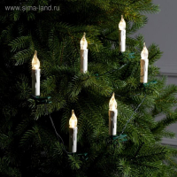 Гирлянда &laquo;Нить&raquo; 4 м с насадками &laquo;Свечи на прищепке&raquo;, IP20, тёмная нить, 20 LED, свечение тёплое белое, 220 В