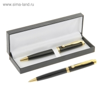 Ручка шариковая, подарочная, в кожзам футляре, поворотная, "Файт", чёрный с золотом