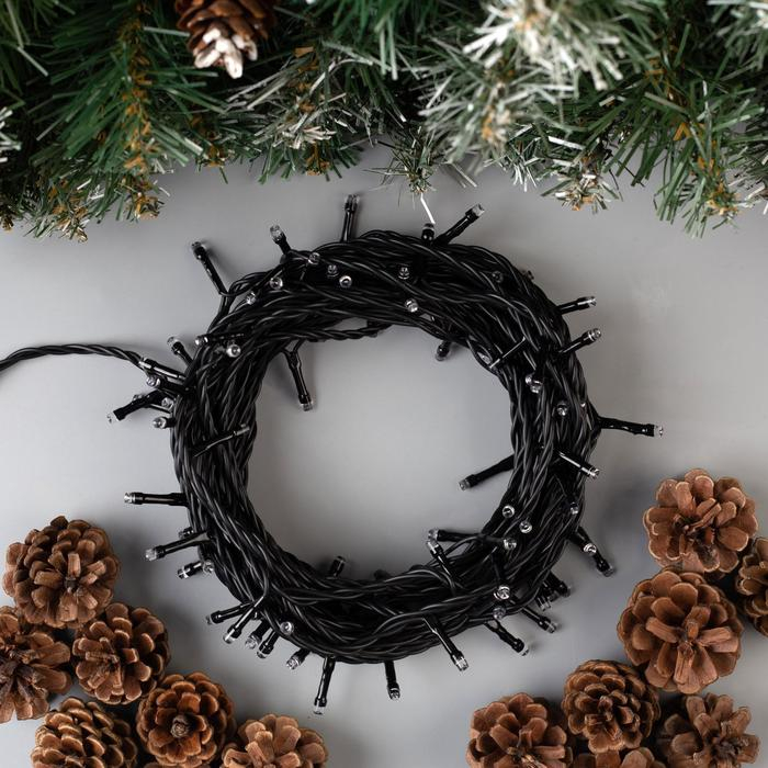 Гирлянда &laquo;Нить&raquo; 10 м, IP44, тёмная нить, 100 LED, свечение мульти, 8 режимов, 220 В