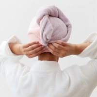 Чалма для сушки волос Этель &laquo;Двухцветная&raquo;, цв.розовый/фиолетовый, 65*25 см, 100% п/э