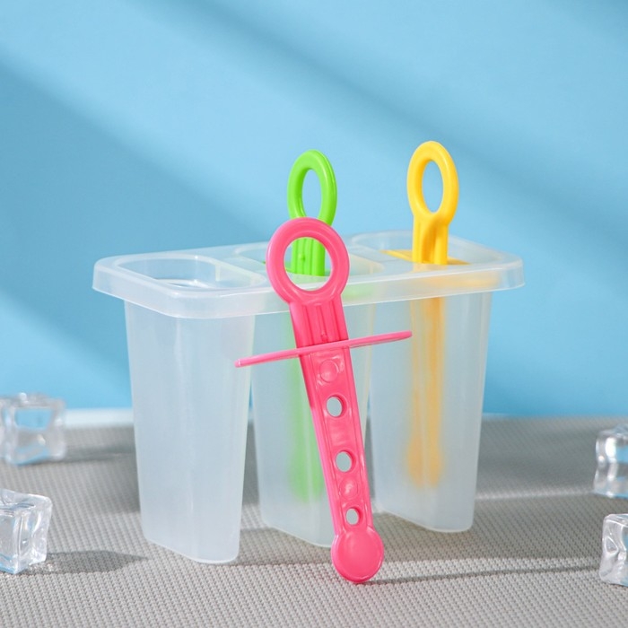 Форма для мороженого Доляна «Симпл», 11×11×6,5 см, 3 ячейки, цвет прозрачный Форма для мороженого Доляна «Симпл», 11×11×6,5 см, 3 ячейки, цвет прозрачный