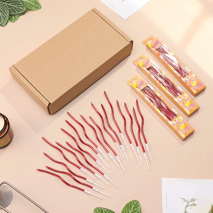 Свечи для торта витые "Серпантин",12 см, 18 шт, коктейльные, рубиновые